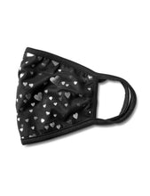 Load image into Gallery viewer, Silver Foil Hearts Fashion Mask
