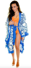 Load image into Gallery viewer, Blue Scroll Swimwear Kimono
